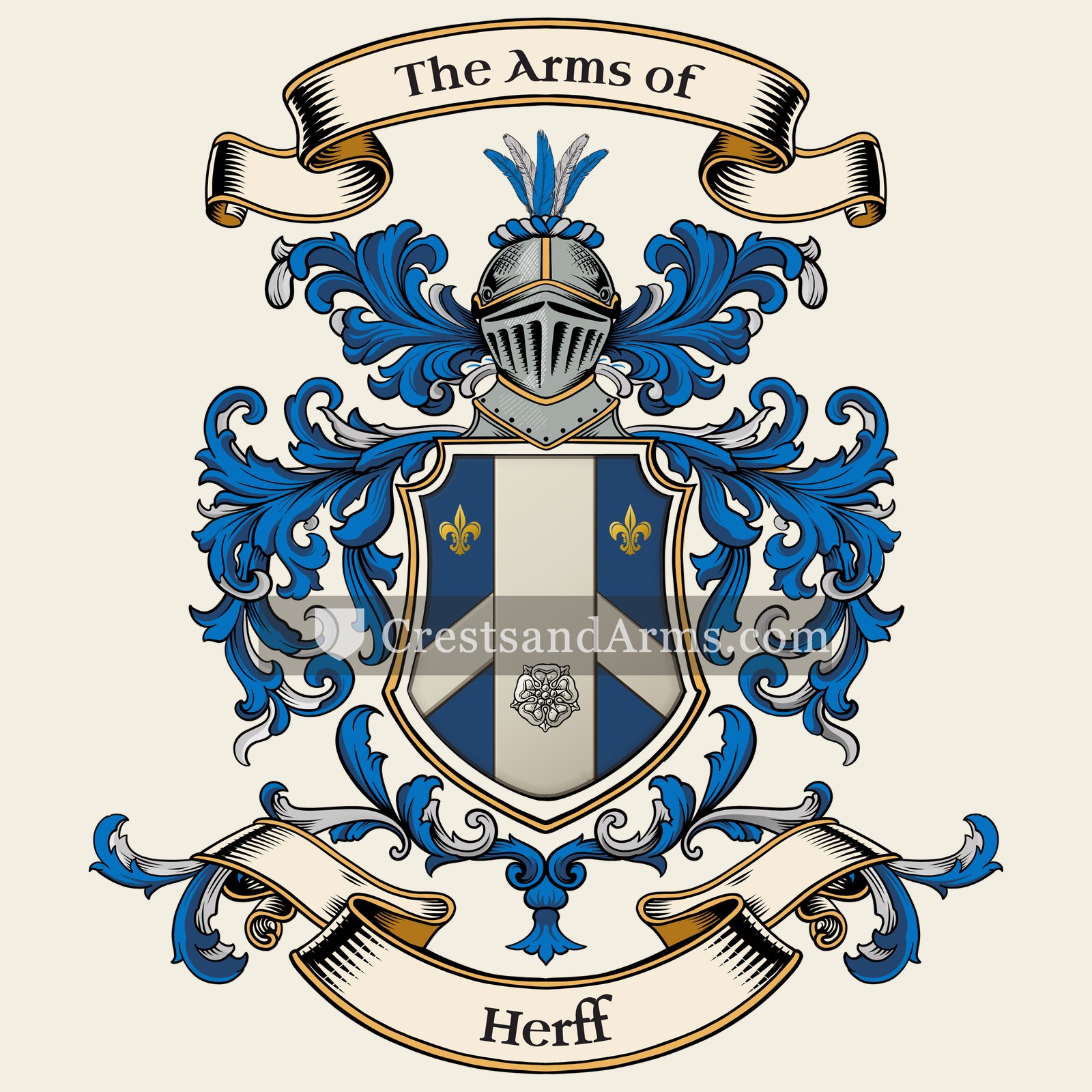 The Herff coat of arms, drawn from the recorded blazon