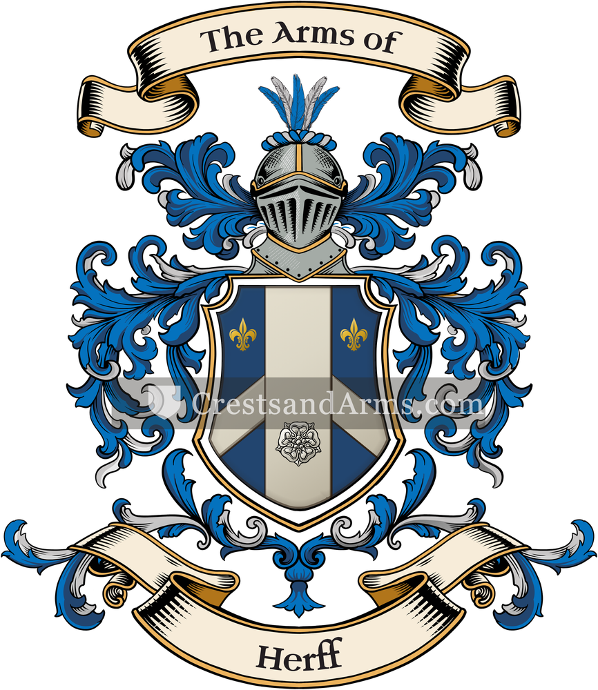 The Herff coat of arms, drawn from the recorded blazon