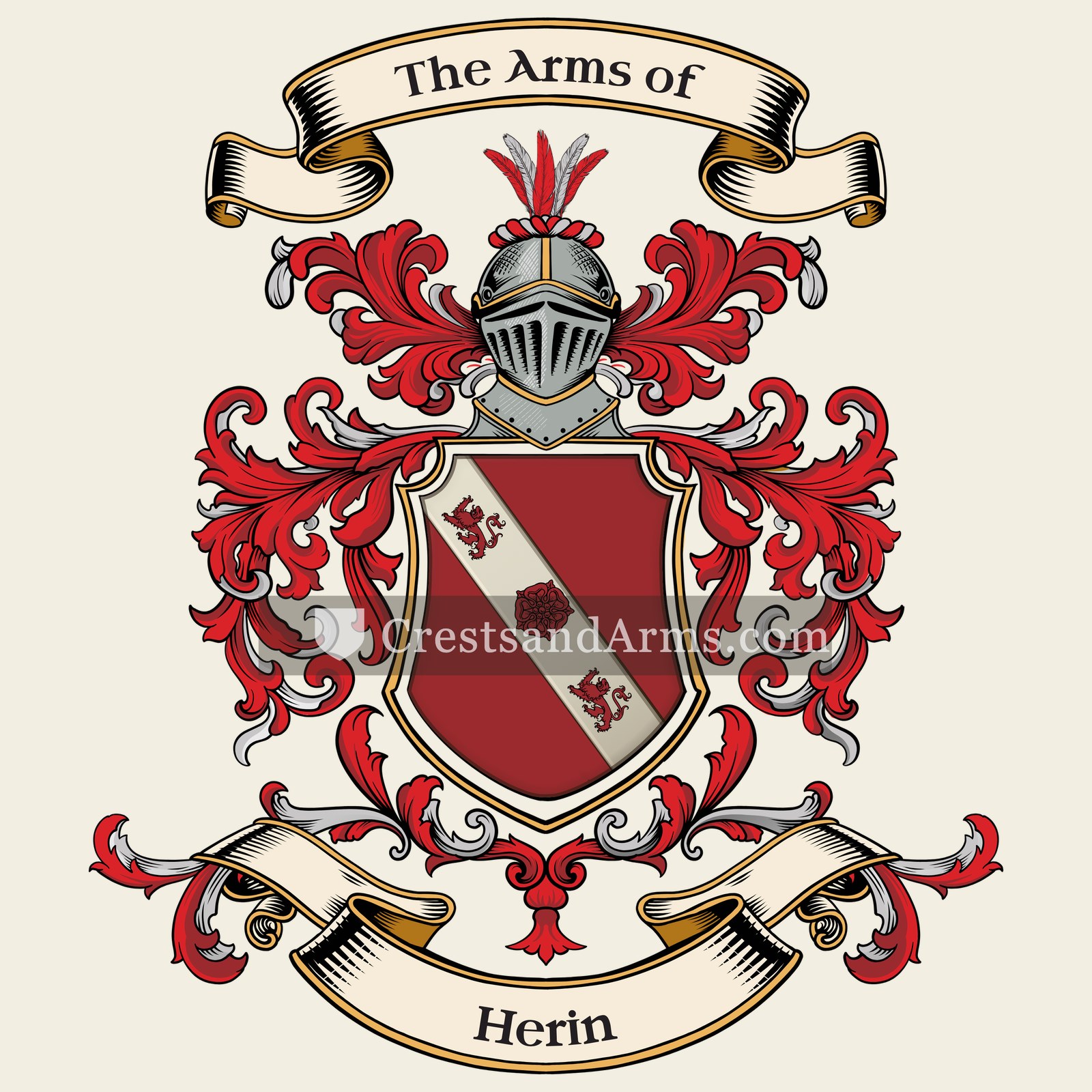 The Herin coat of arms, drawn from the recorded blazon