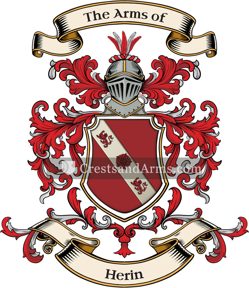 The Herin coat of arms, drawn from the recorded blazon