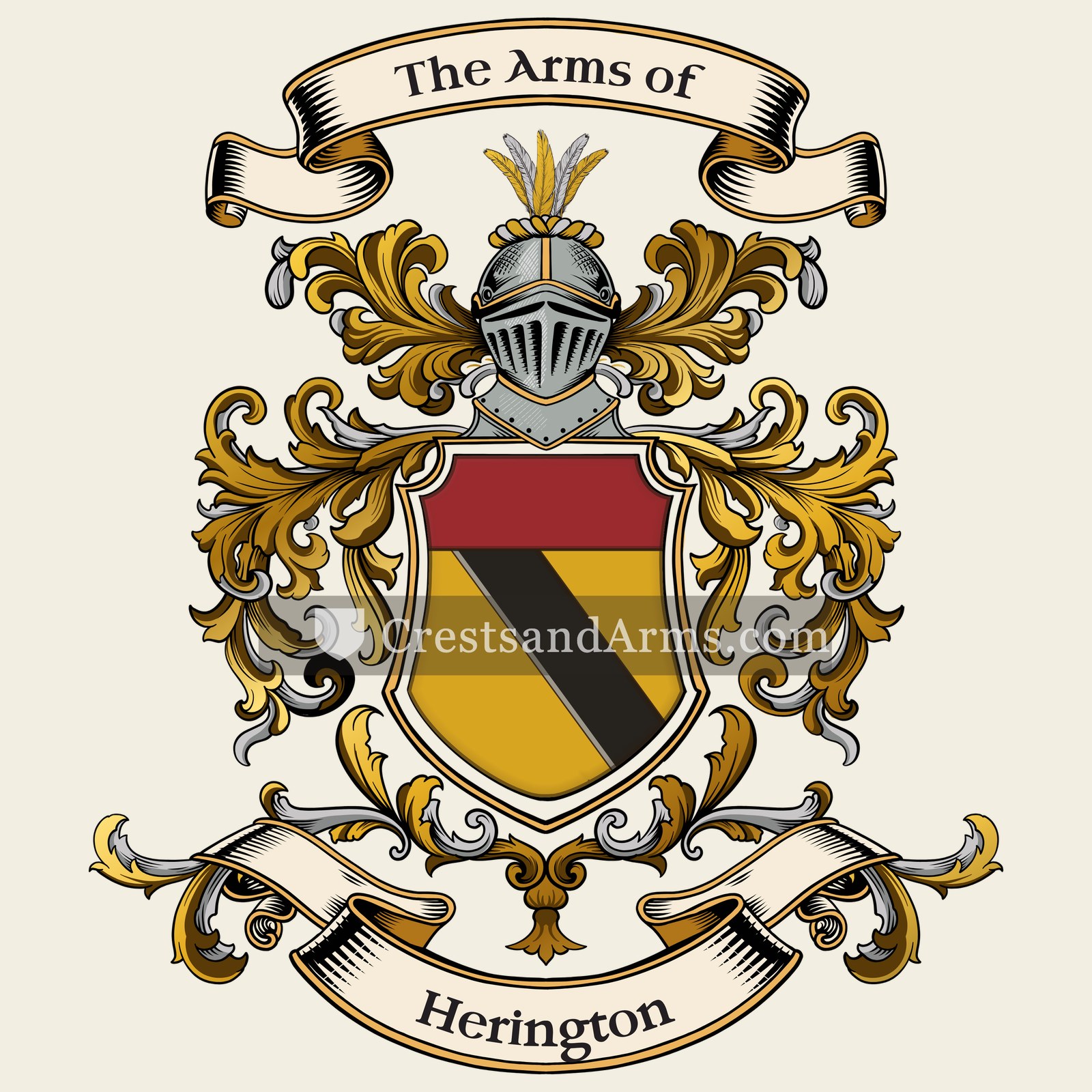 The Herington coat of arms, drawn from the recorded blazon