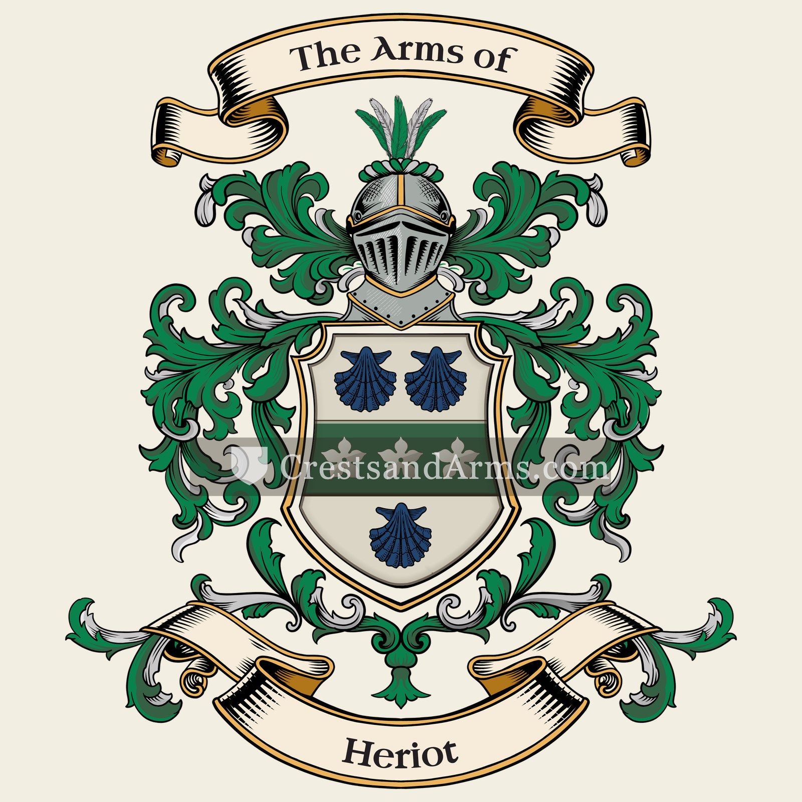 The Heriot coat of arms, drawn from the recorded blazon