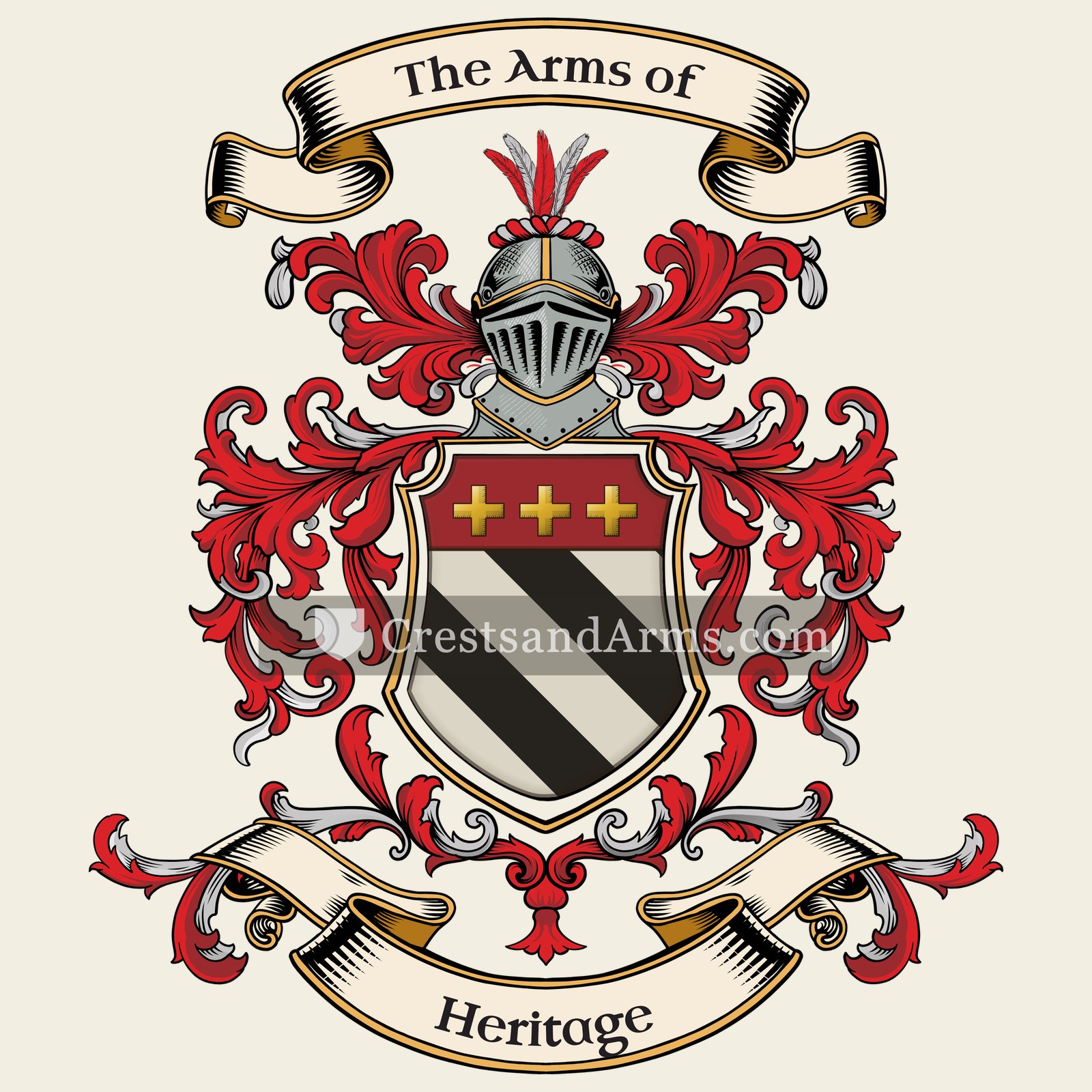 The Heritage coat of arms, drawn from the recorded blazon