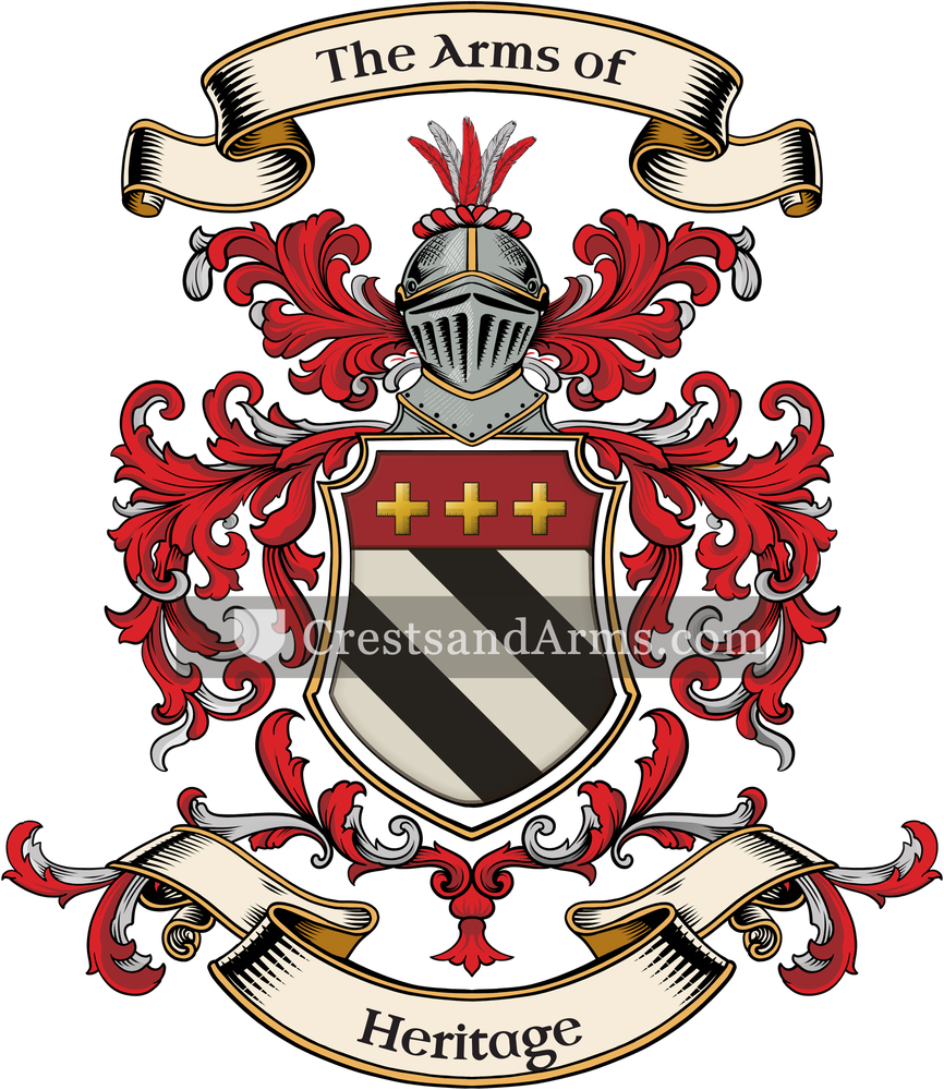 The Heritage coat of arms, drawn from the recorded blazon