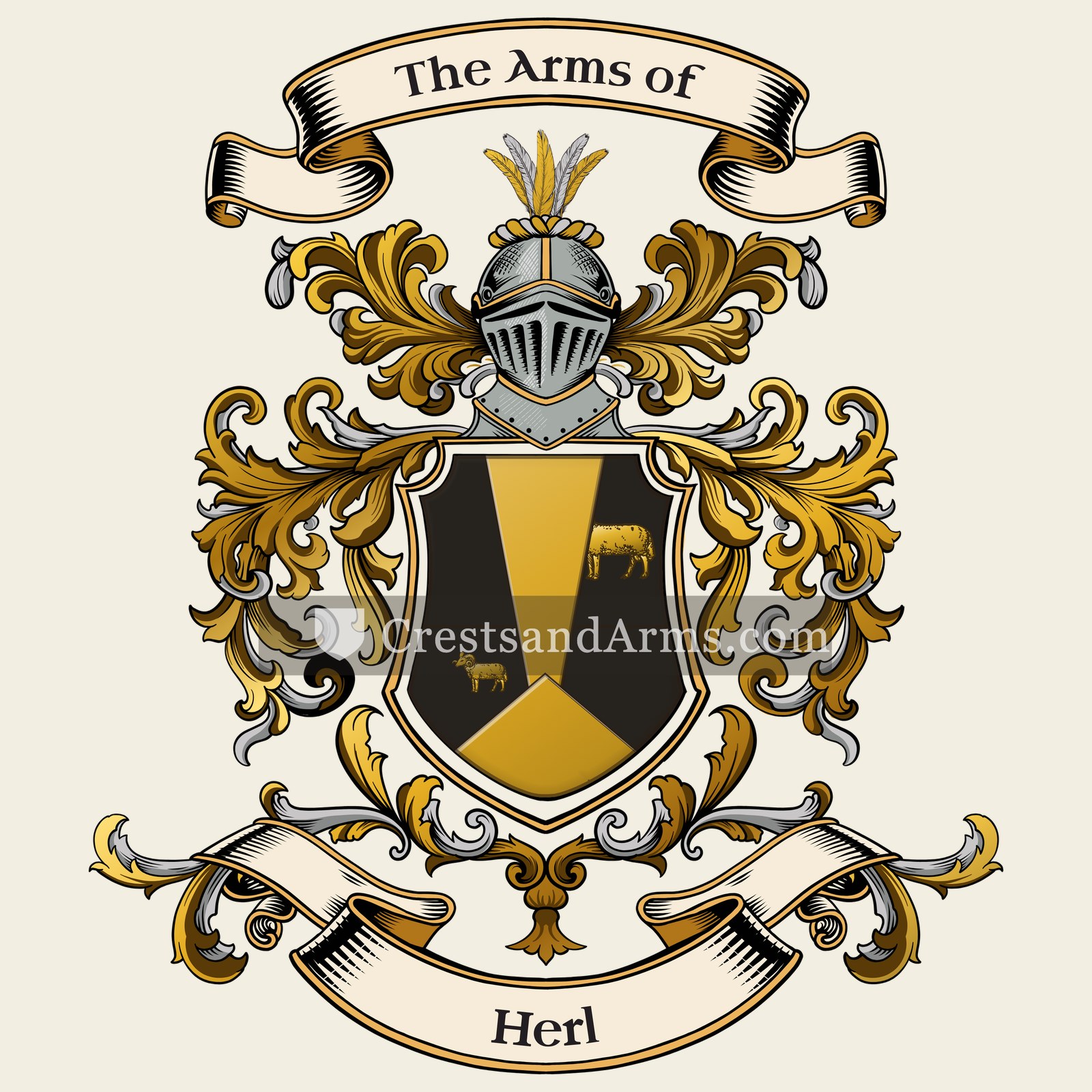 The Herl coat of arms, drawn from the recorded blazon