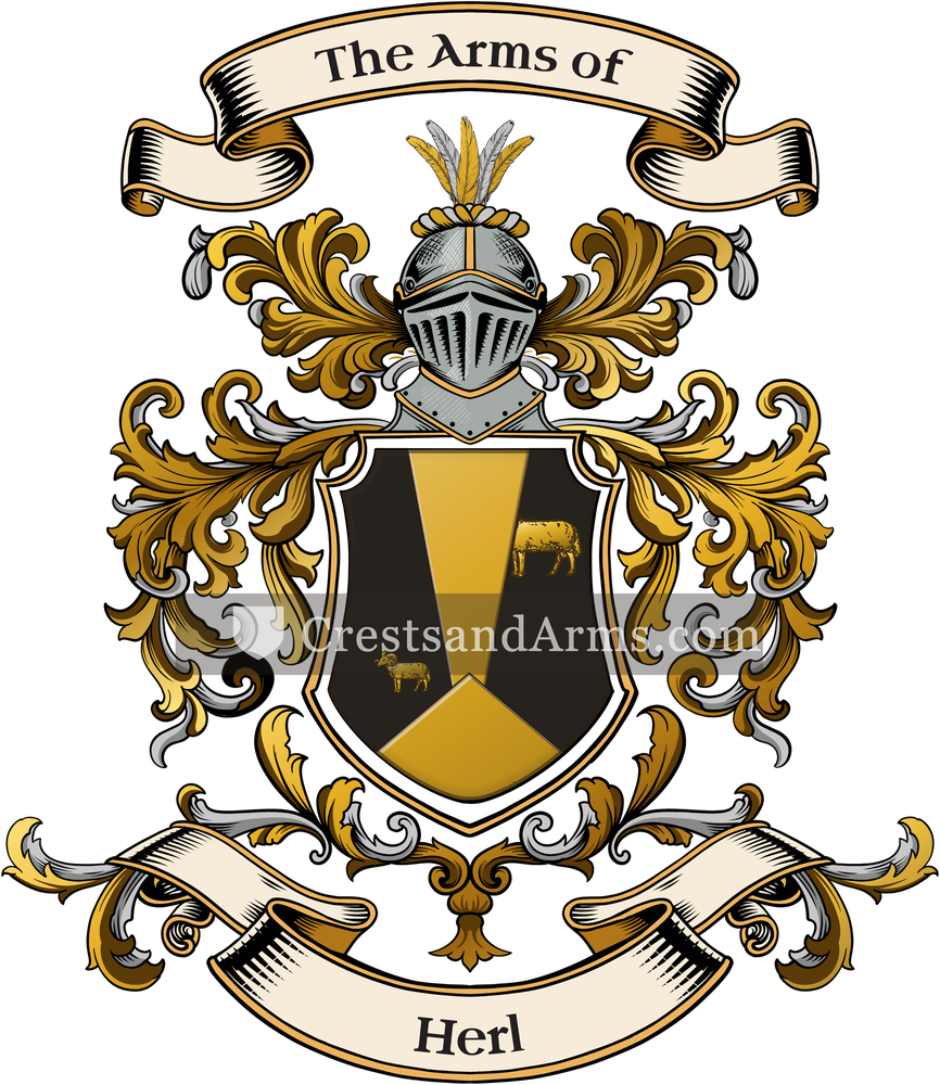 The Herl coat of arms, drawn from the recorded blazon