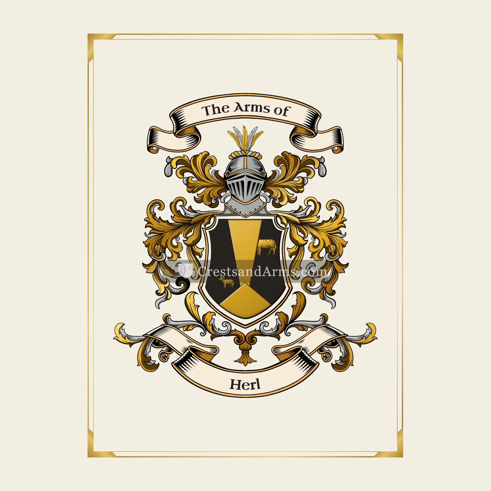 With gold border