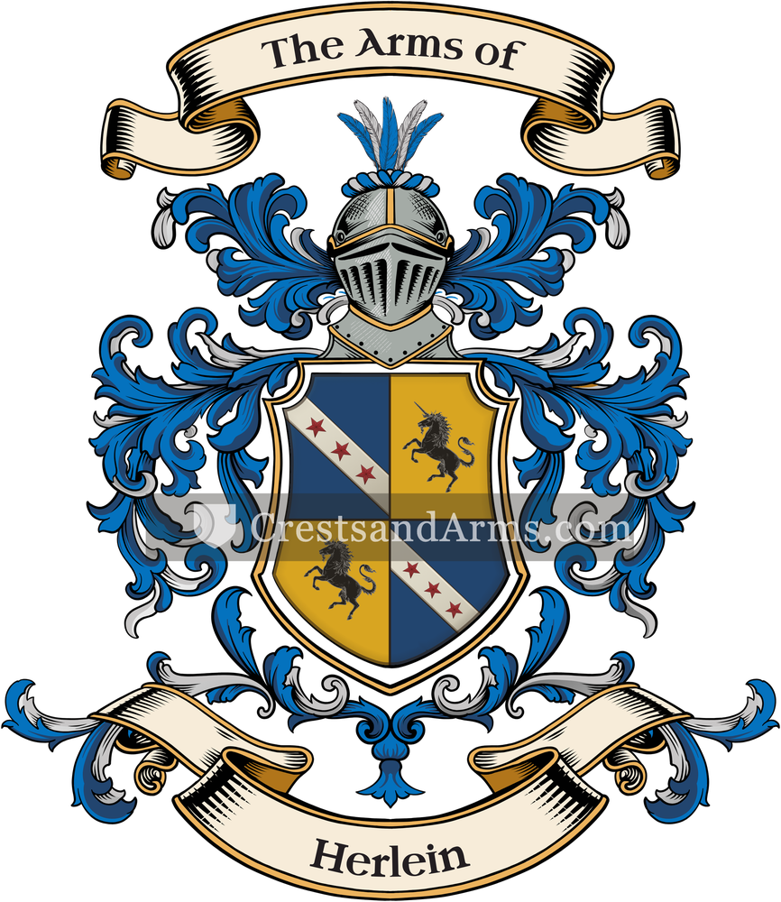 The Herlein coat of arms, drawn from the recorded blazon