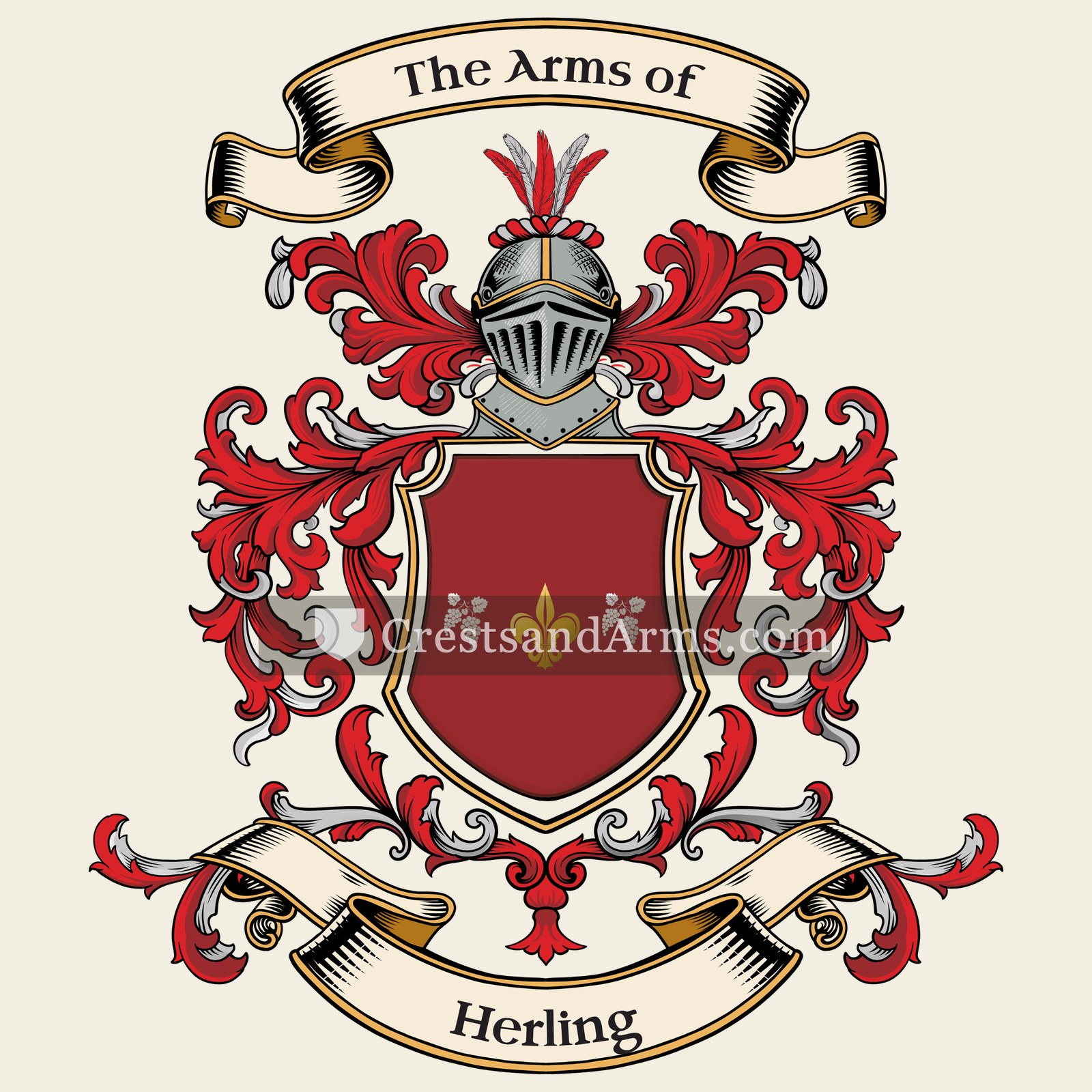 The Herling coat of arms, drawn from the recorded blazon