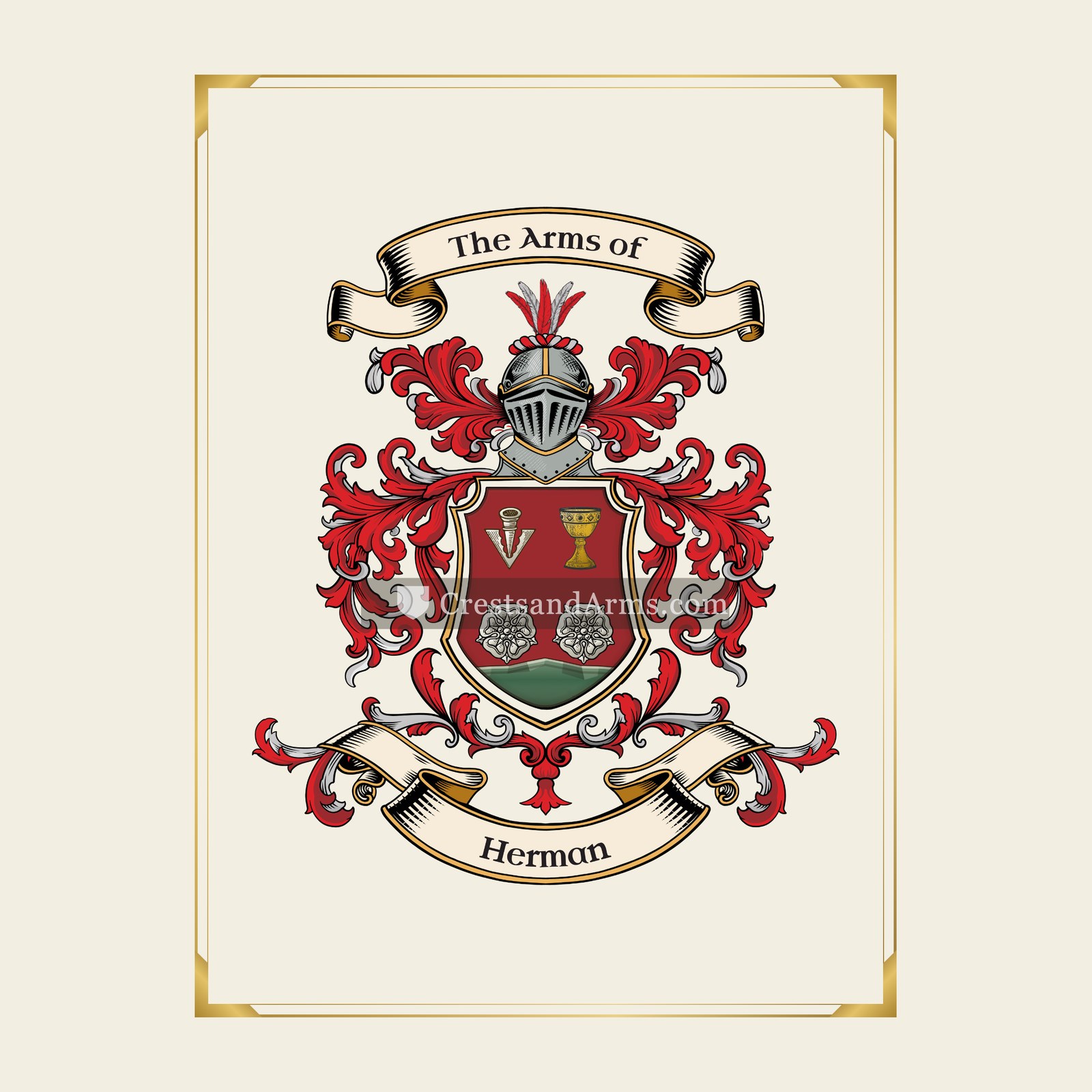 With gold border