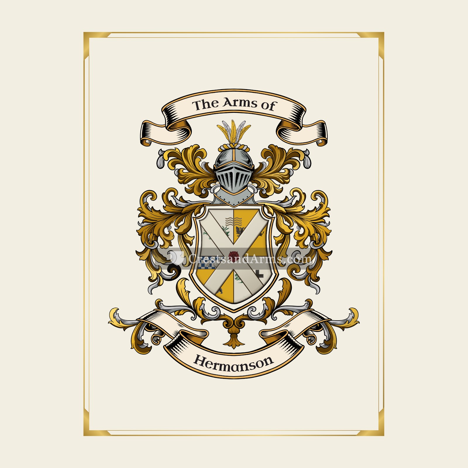 With gold border