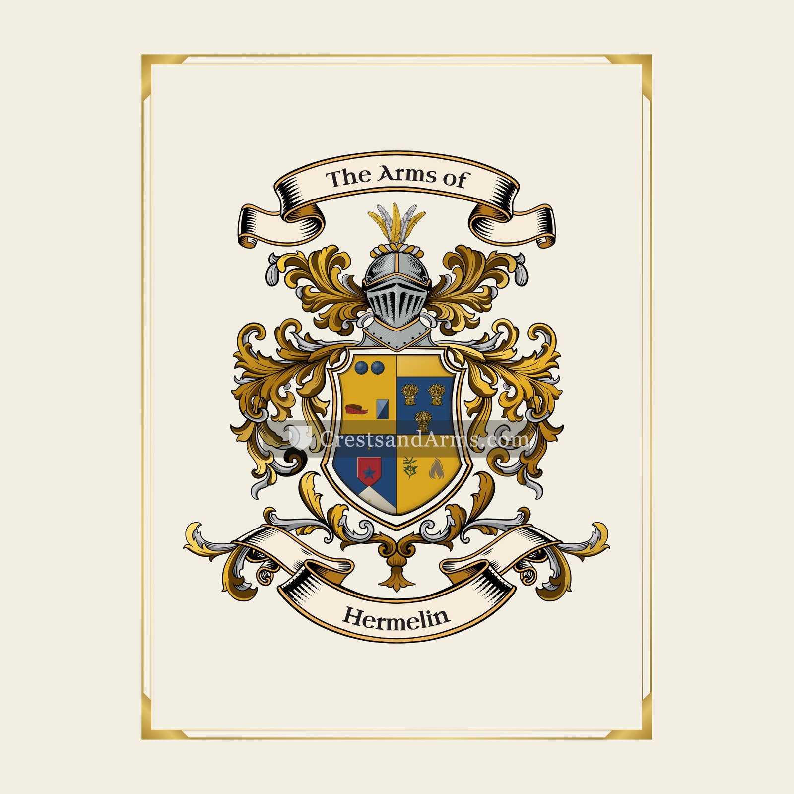 With gold border