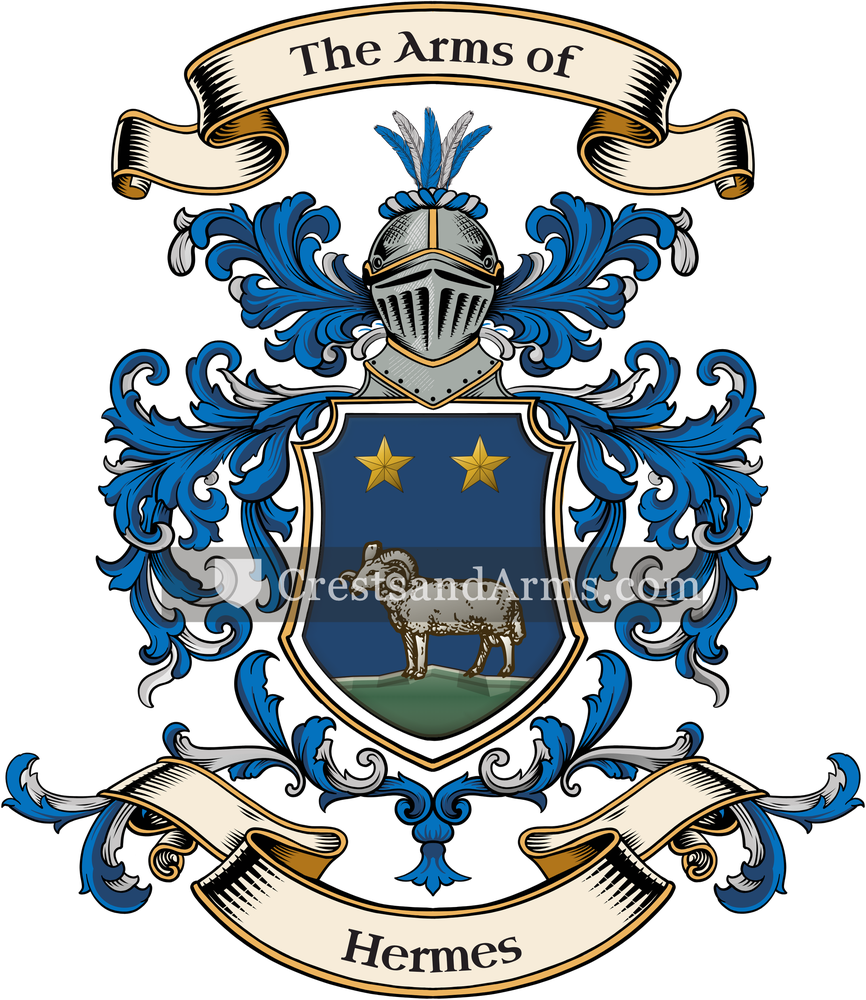 The Hermes coat of arms, drawn from the recorded blazon