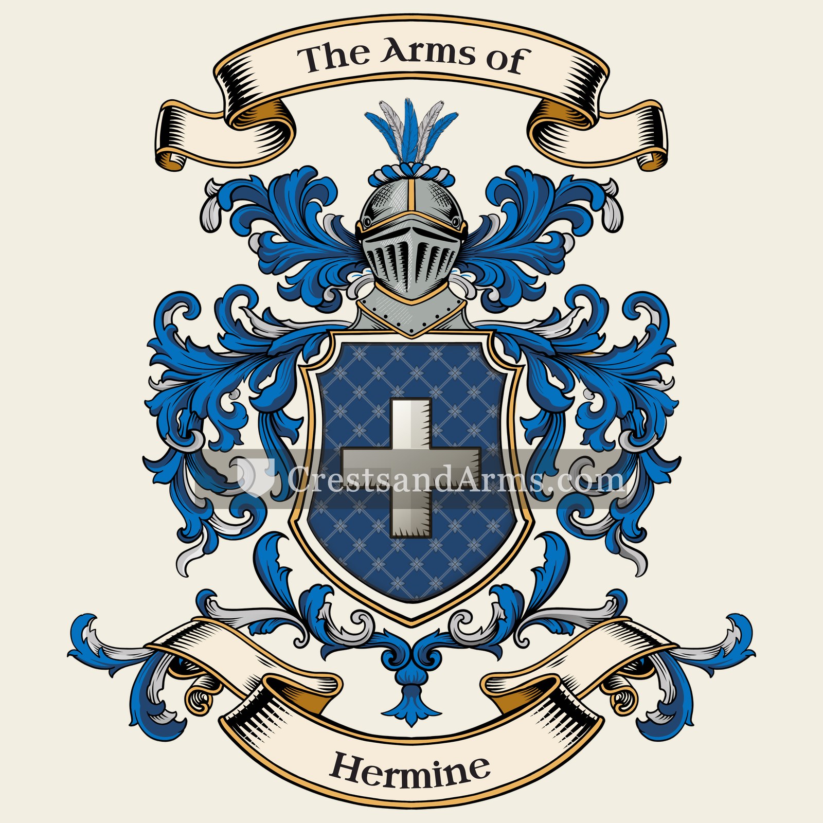 The Hermine coat of arms, drawn from the recorded blazon