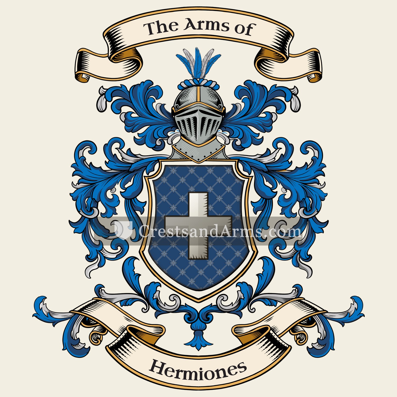 The Hermiones coat of arms, drawn from the recorded blazon