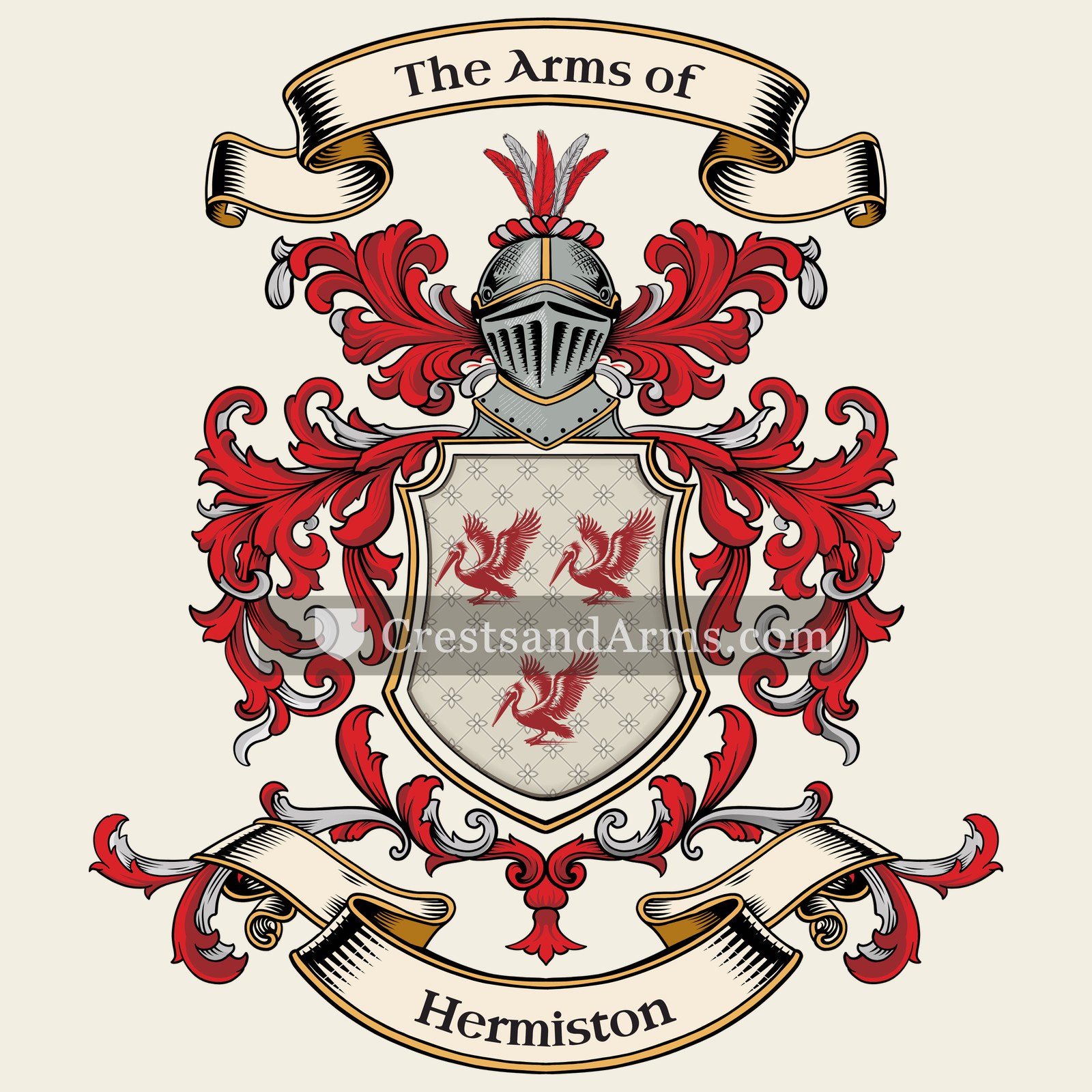 The Hermiston coat of arms, drawn from the recorded blazon