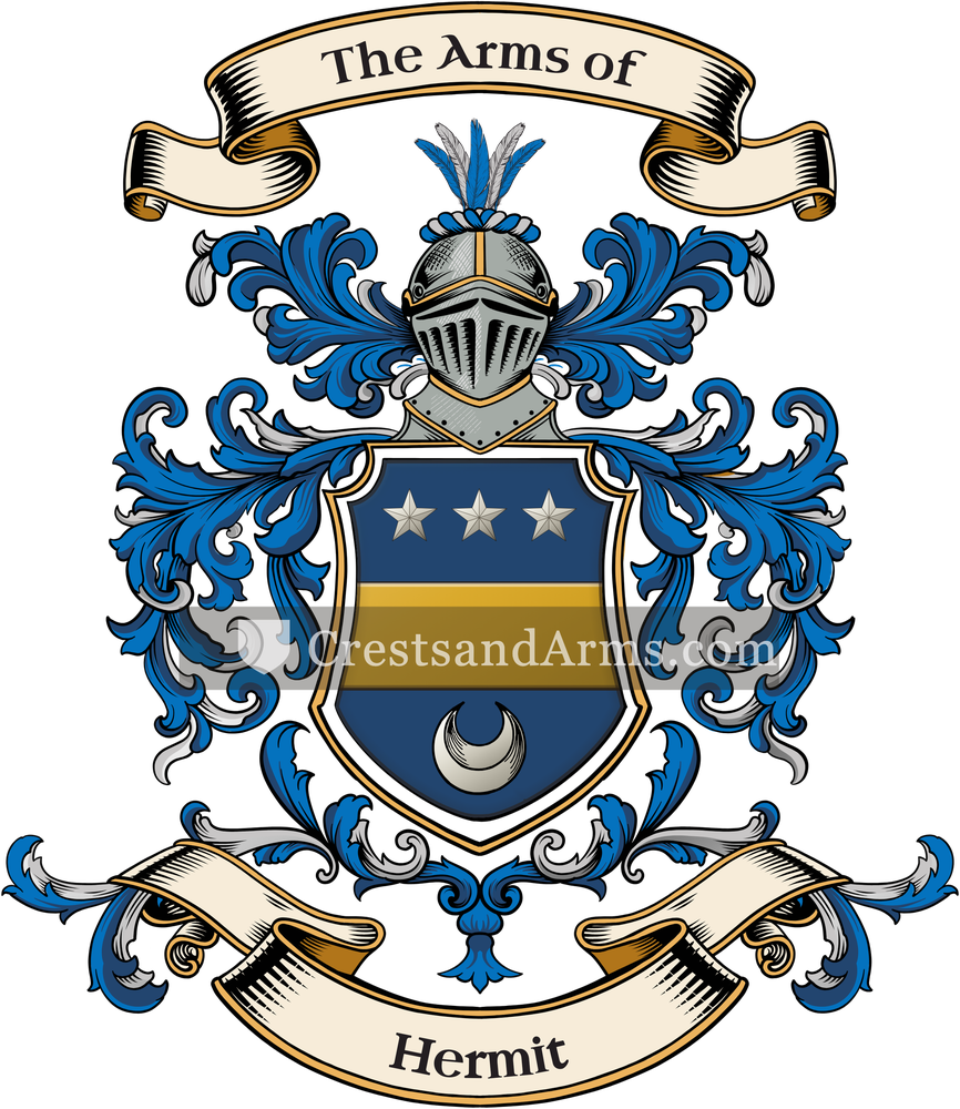 The Hermit coat of arms, drawn from the recorded blazon