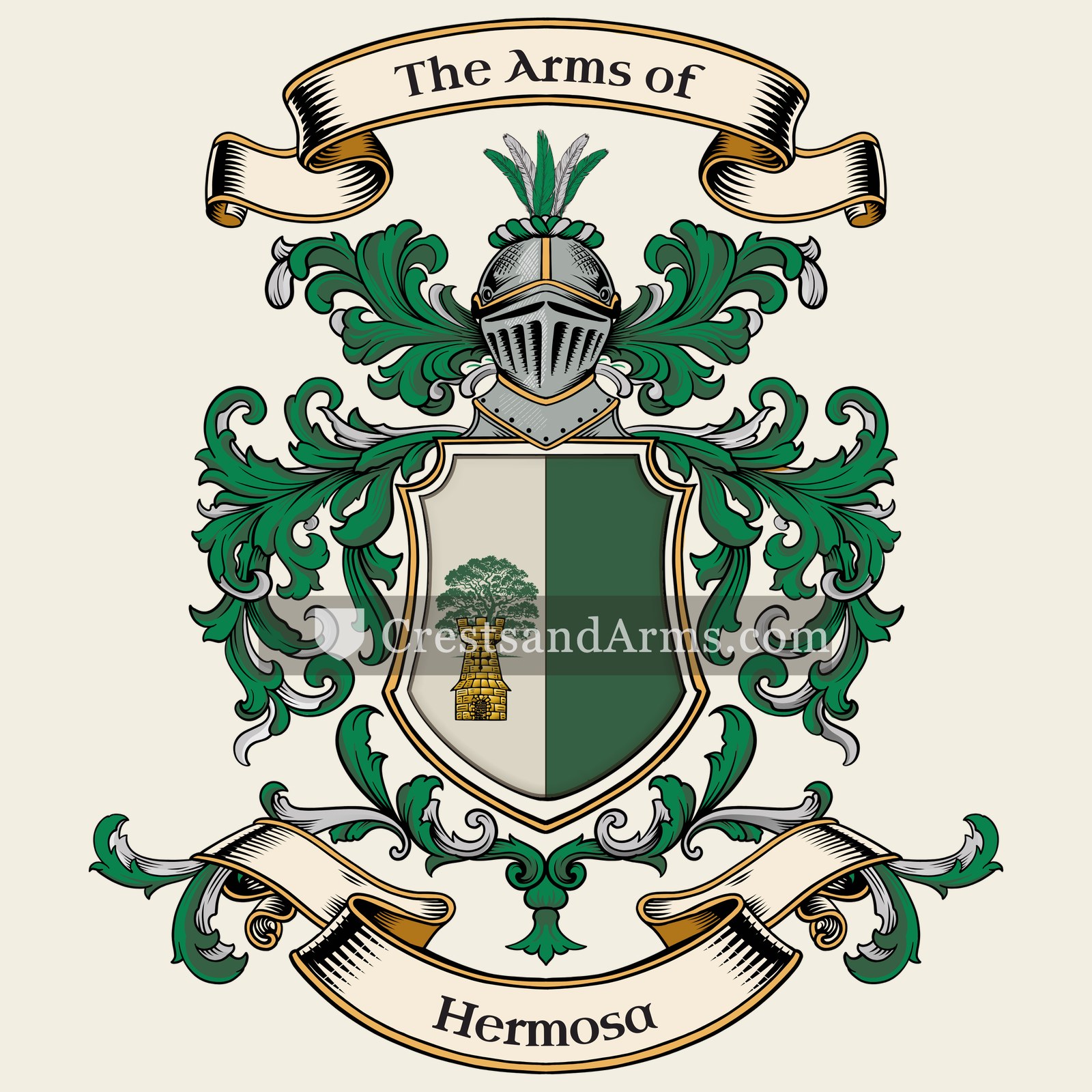 The Hermosa coat of arms, drawn from the recorded blazon