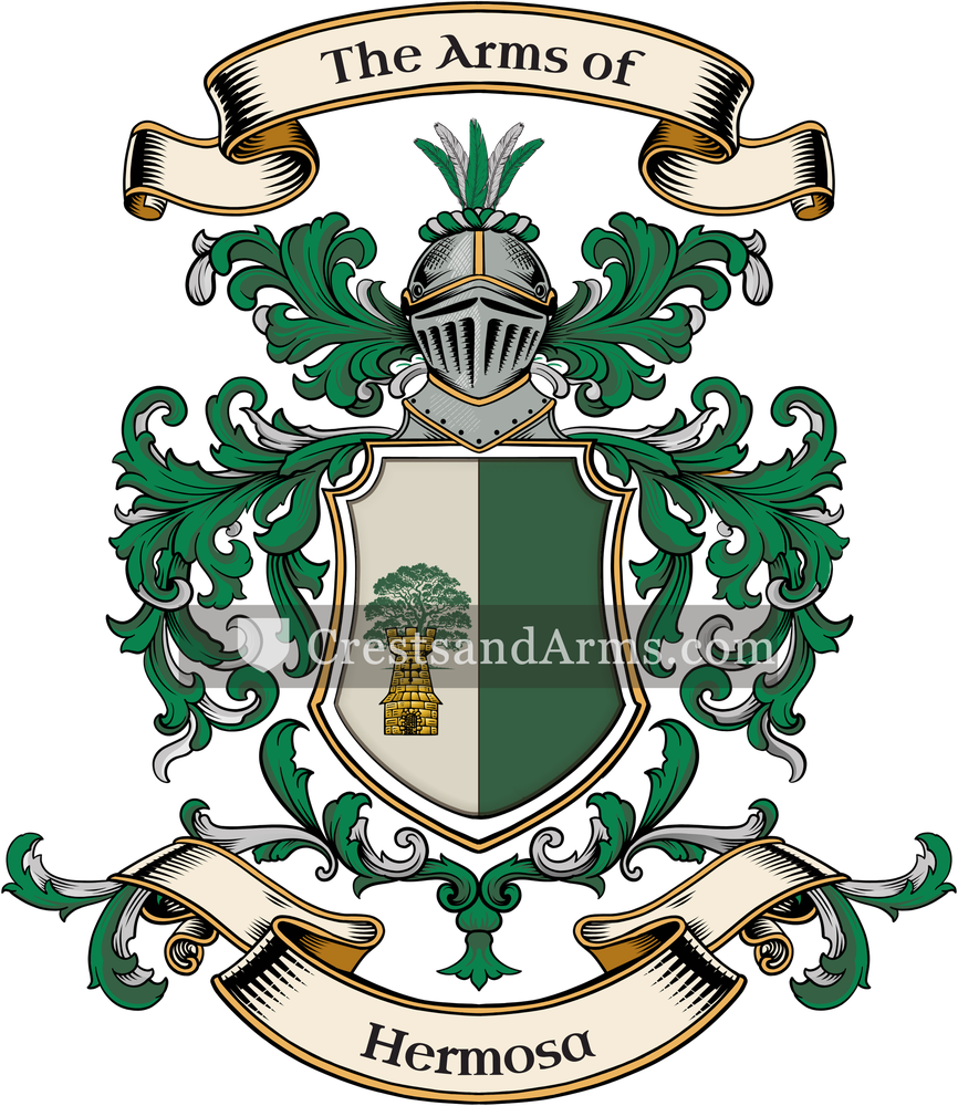 The Hermosa coat of arms, drawn from the recorded blazon