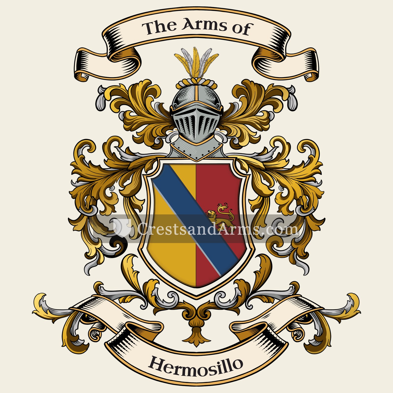 The Hermosillo coat of arms, drawn from the recorded blazon