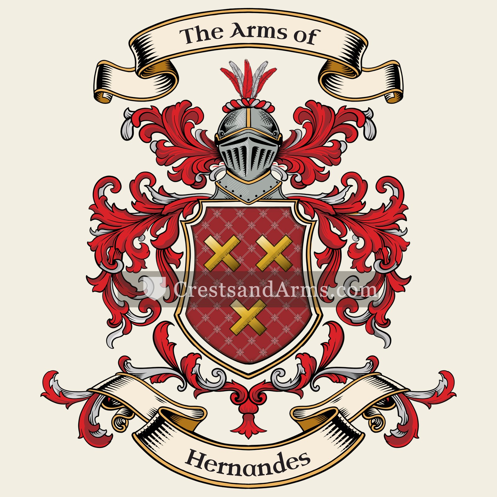 The Hernandes coat of arms, drawn from the recorded blazon