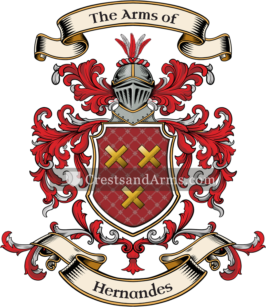 The Hernandes coat of arms, drawn from the recorded blazon
