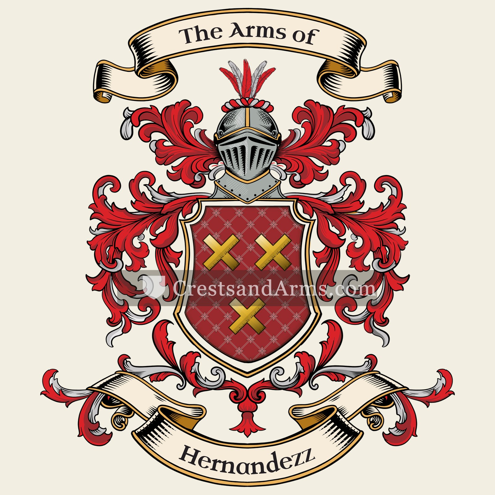 The Hernandezz coat of arms, drawn from the recorded blazon