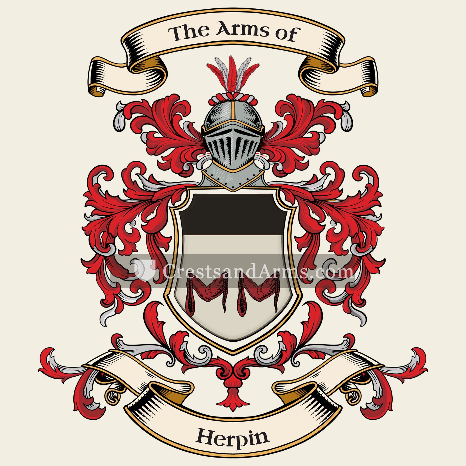 The Herpin coat of arms, drawn from the recorded blazon