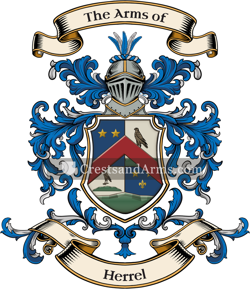 The Herrel coat of arms, drawn from the recorded blazon