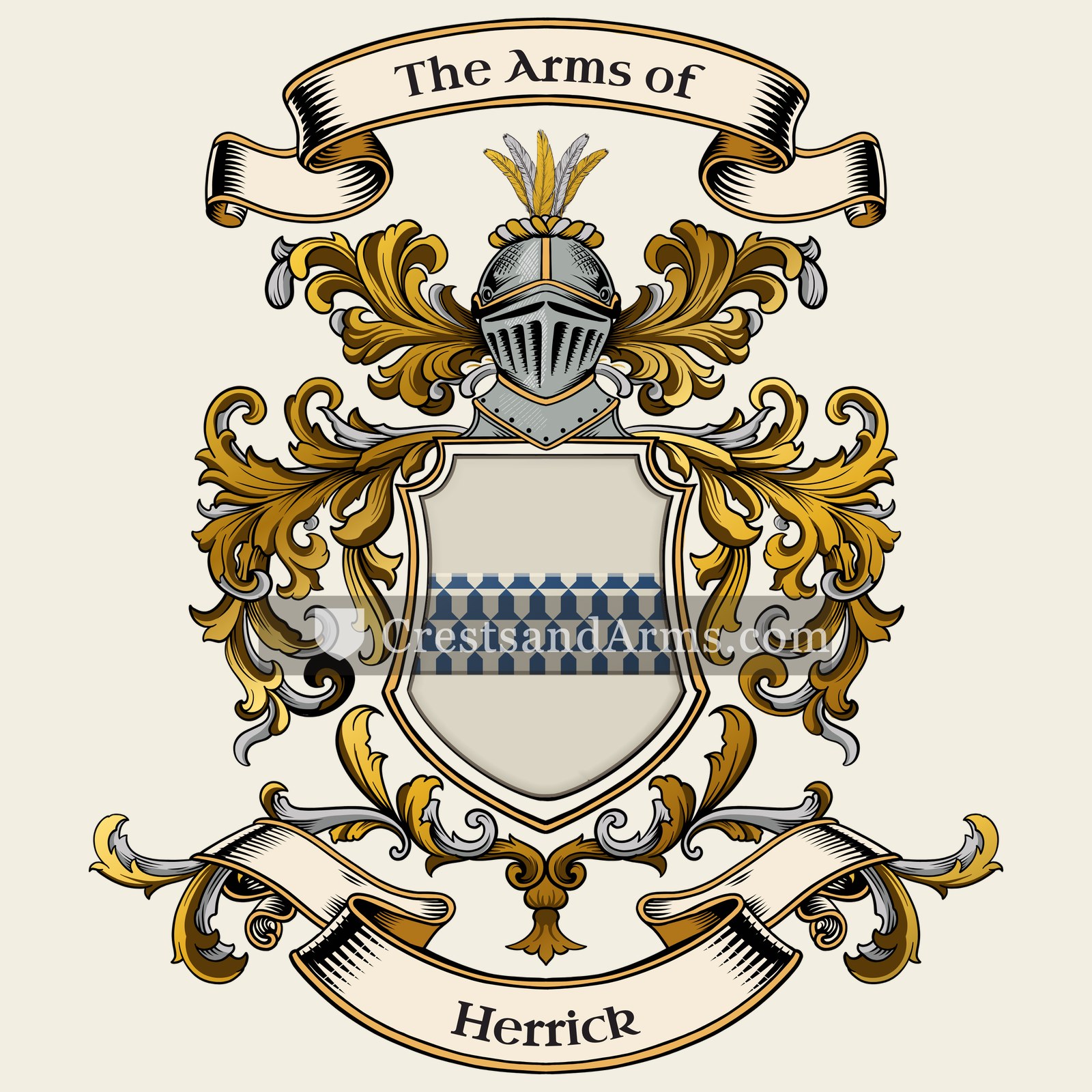 The Herrick coat of arms, drawn from the recorded blazon