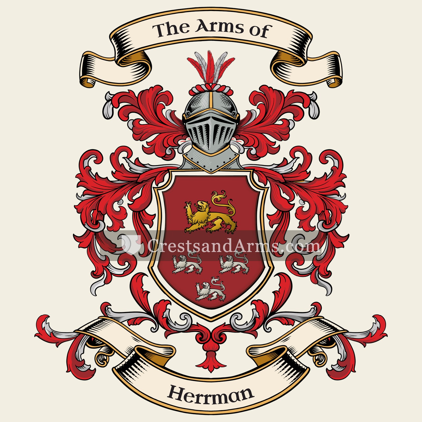 The Herrman coat of arms, drawn from the recorded blazon