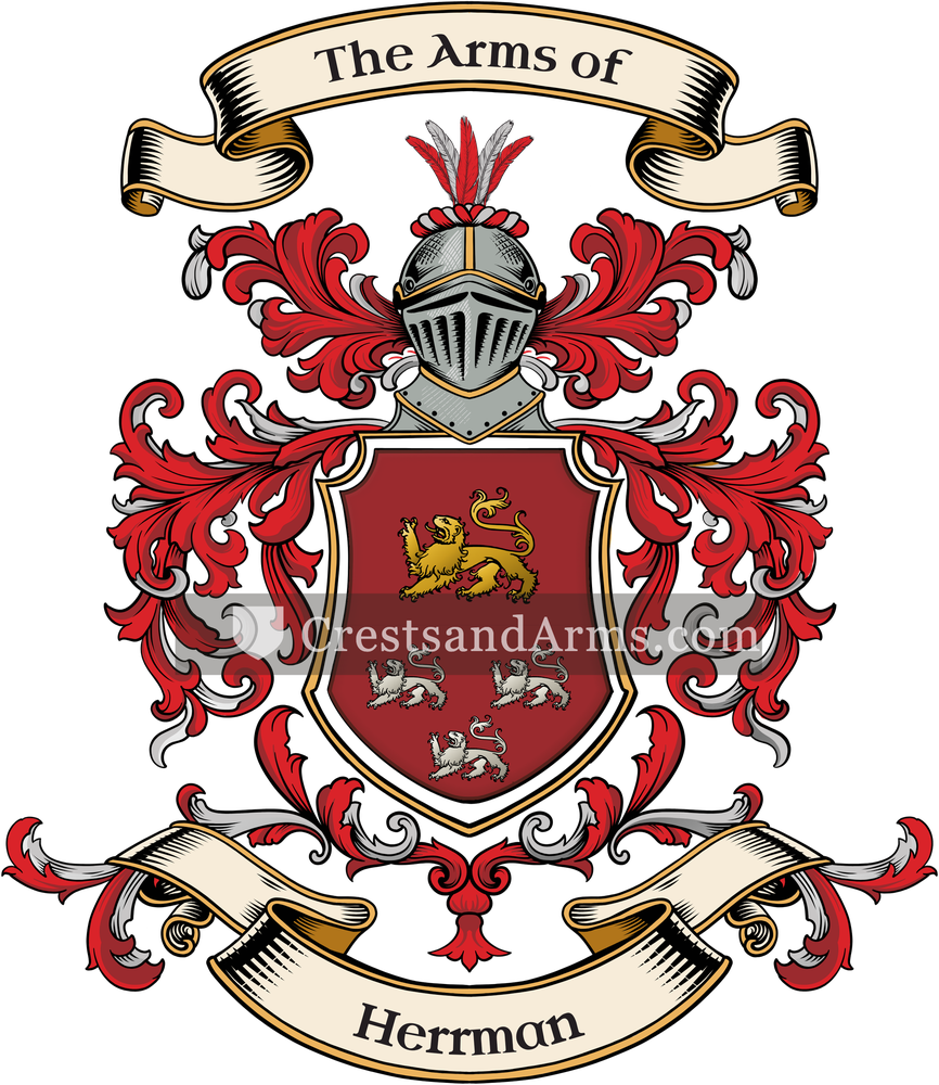 The Herrman coat of arms, drawn from the recorded blazon