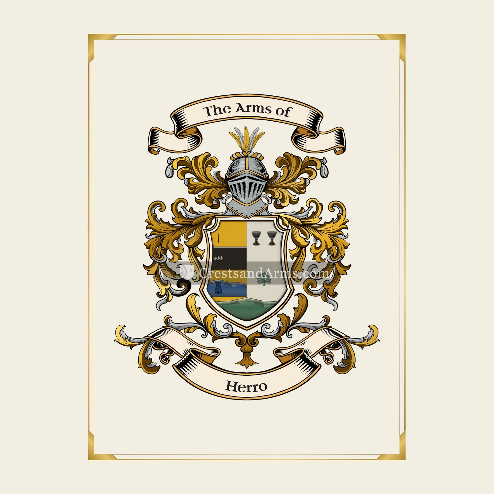 With gold border