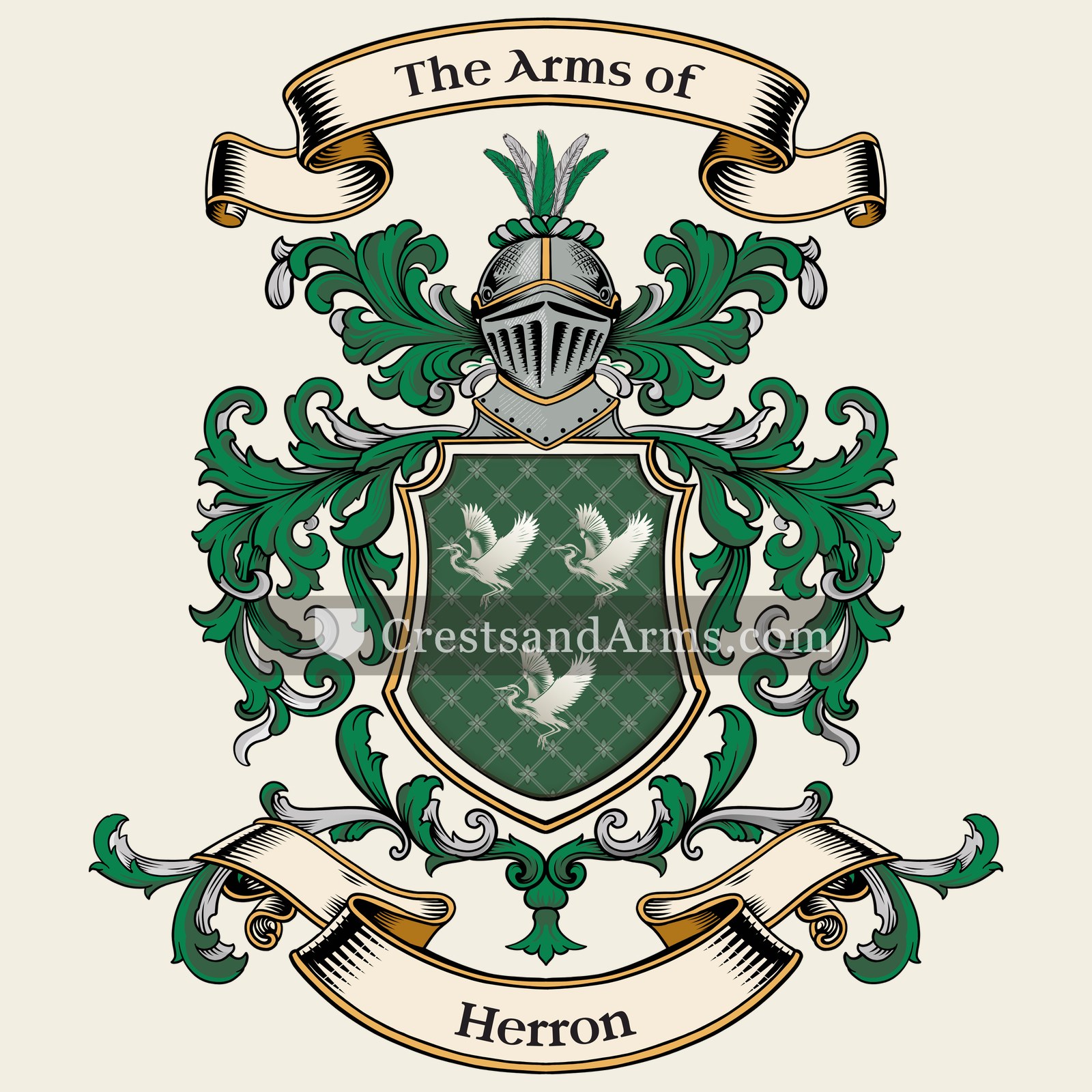 The Herron coat of arms, drawn from the recorded blazon