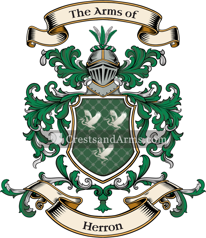 The Herron coat of arms, drawn from the recorded blazon