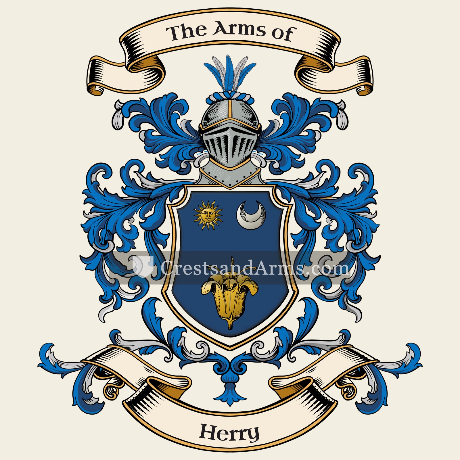 The Herry coat of arms, drawn from the recorded blazon