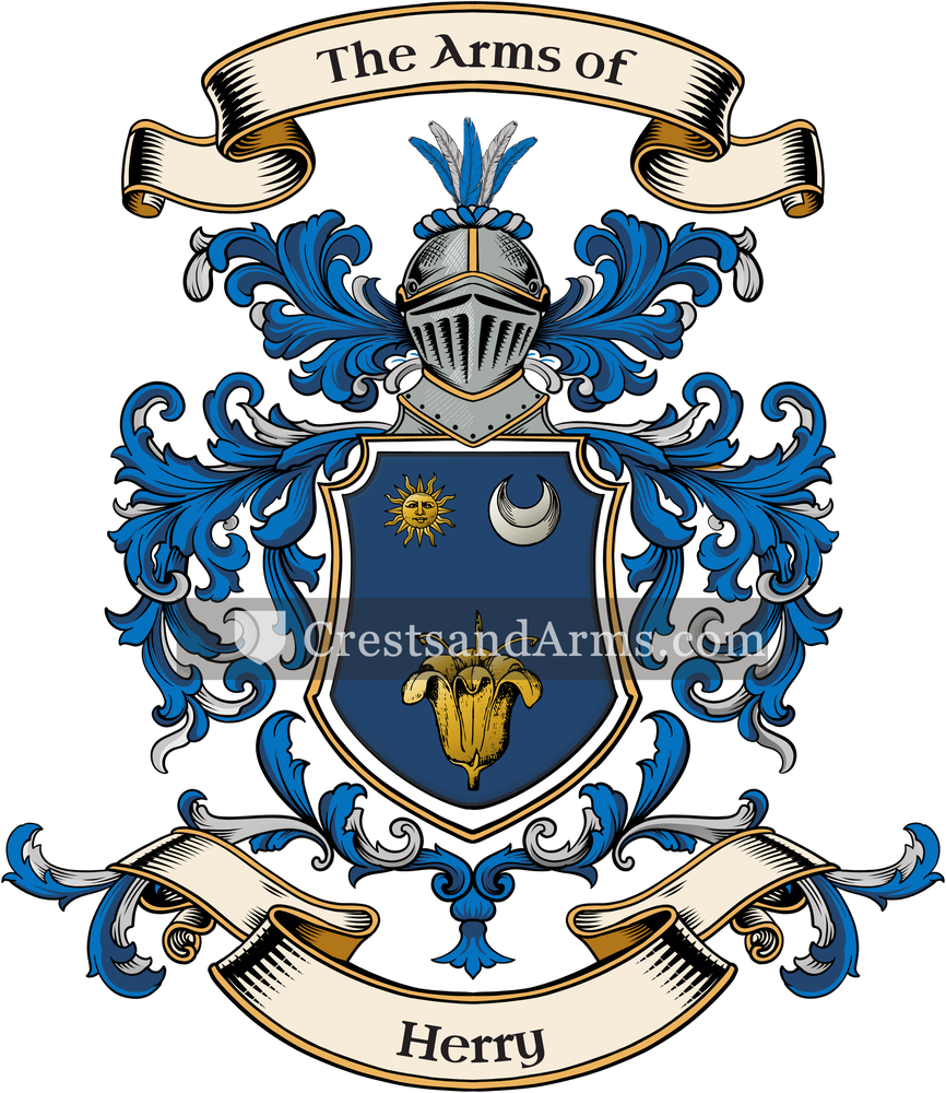 The Herry coat of arms, drawn from the recorded blazon