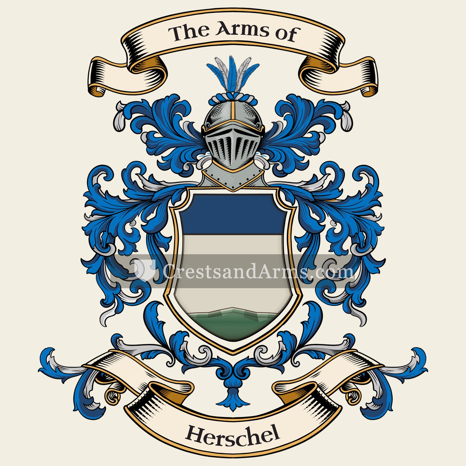 The Herschel coat of arms, drawn from the recorded blazon