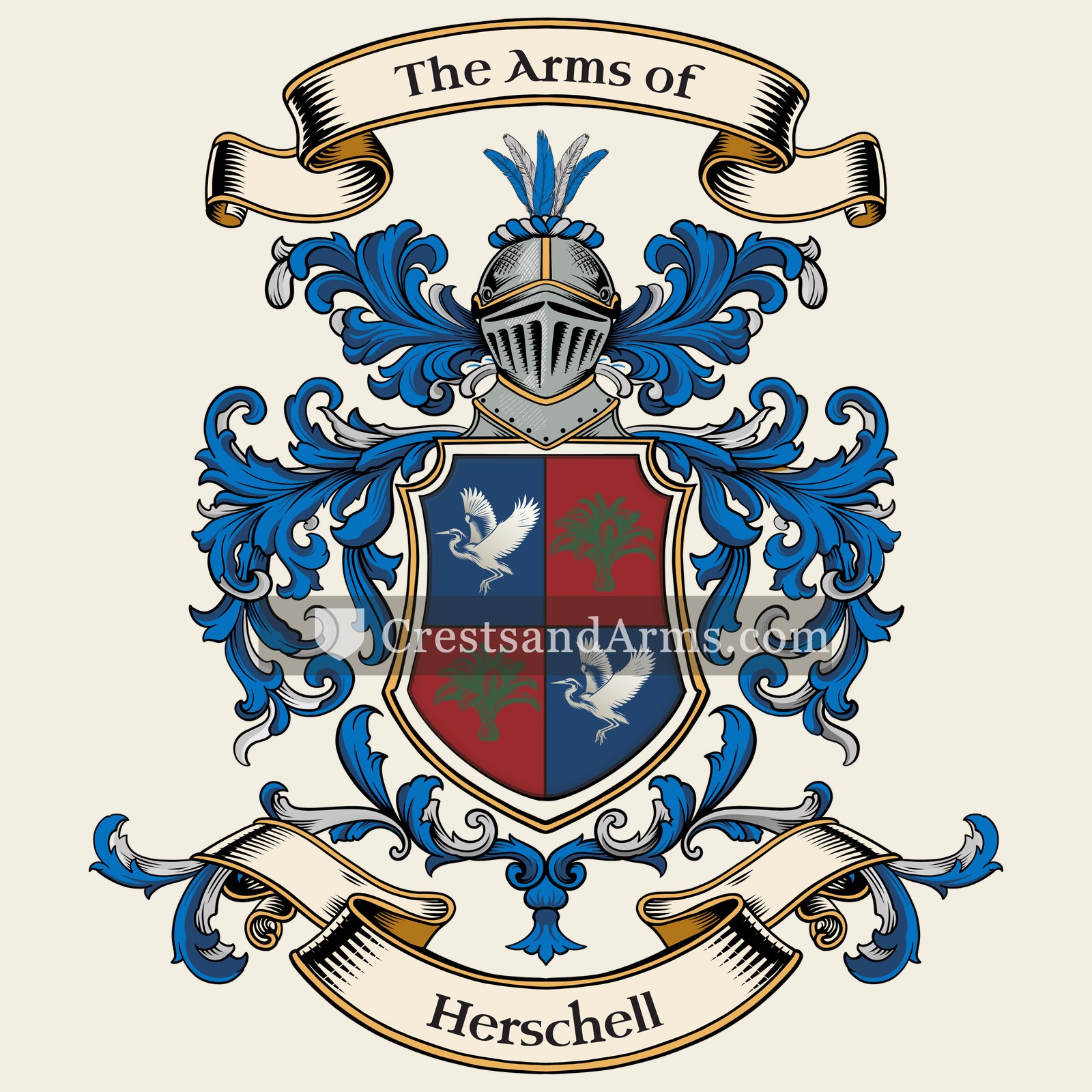 The Herschell coat of arms, drawn from the recorded blazon