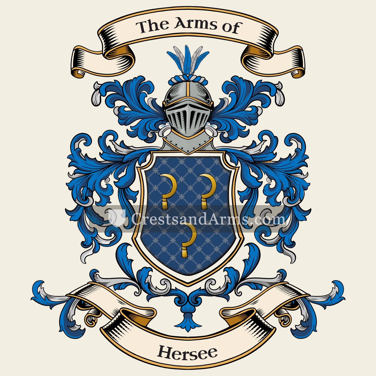 The Hersee coat of arms, drawn from the recorded blazon