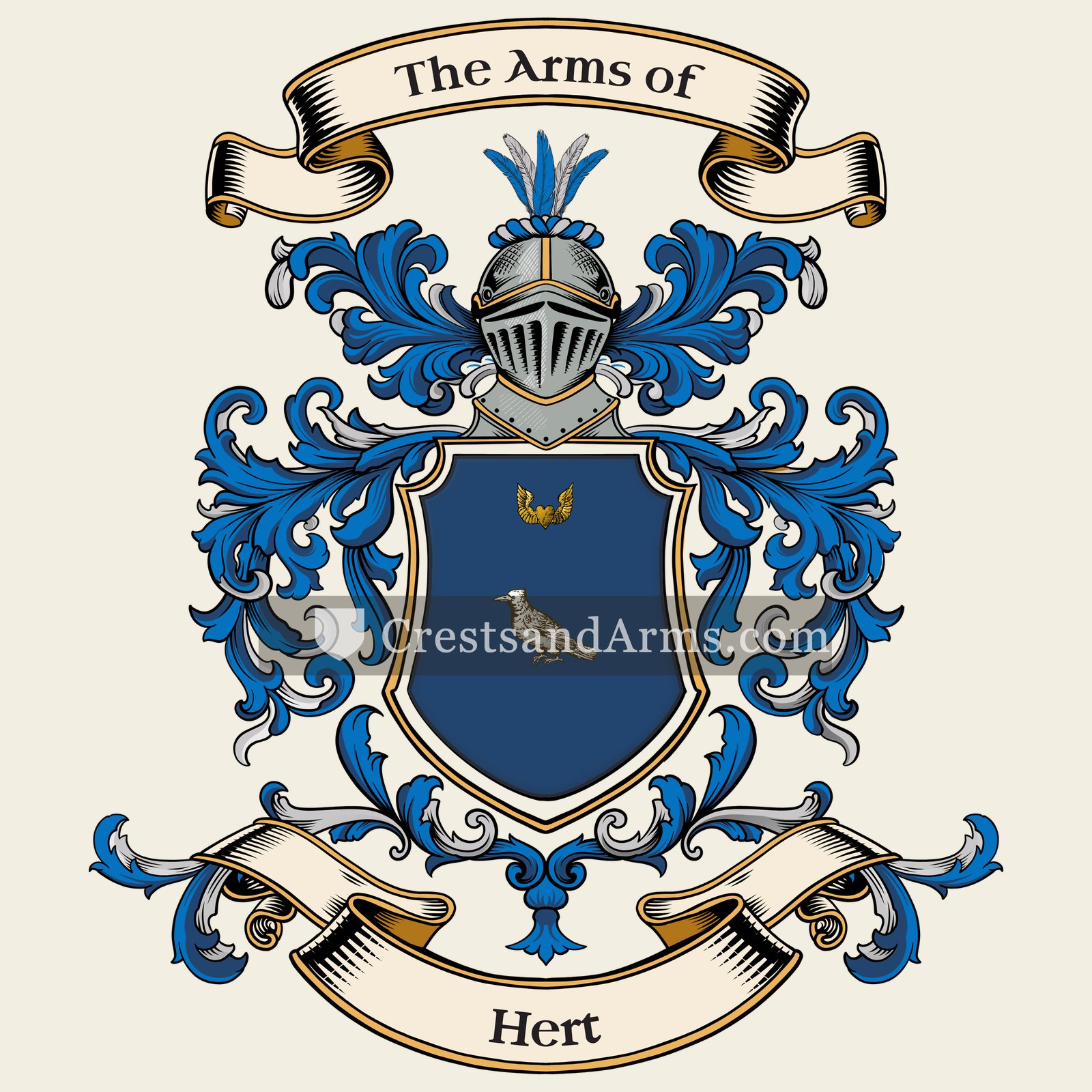 The Hert coat of arms, drawn from the recorded blazon