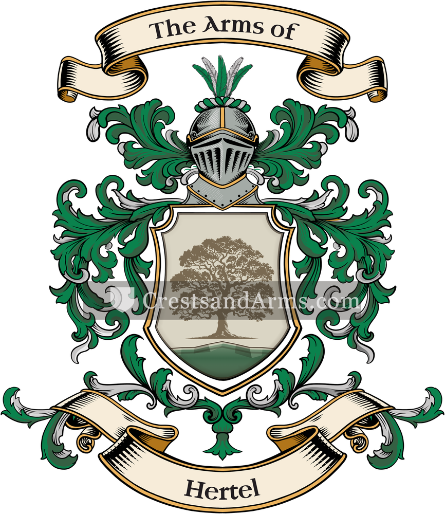 The Hertel coat of arms, drawn from the recorded blazon