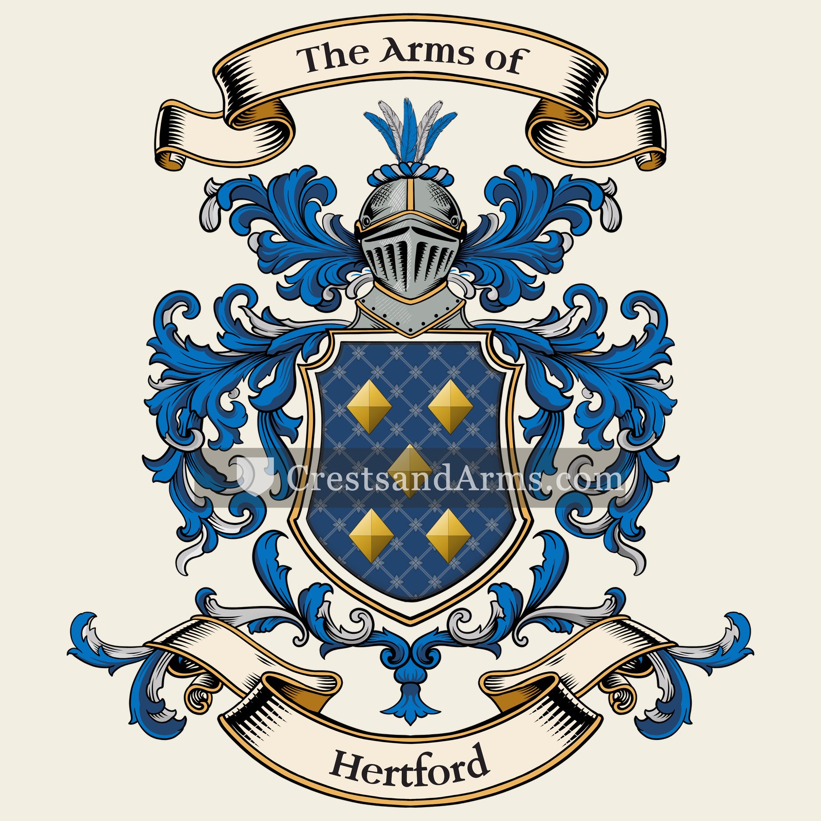 The Hertford coat of arms, drawn from the recorded blazon