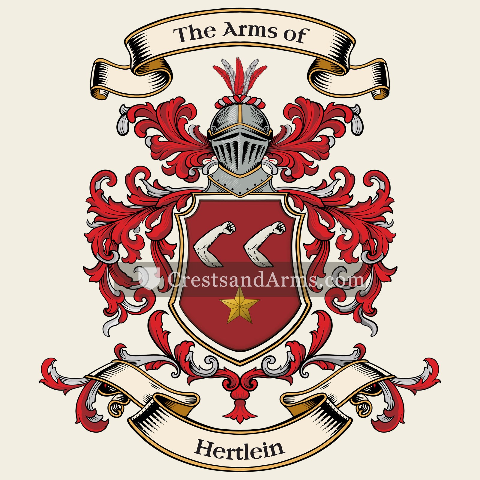 The Hertlein coat of arms, drawn from the recorded blazon