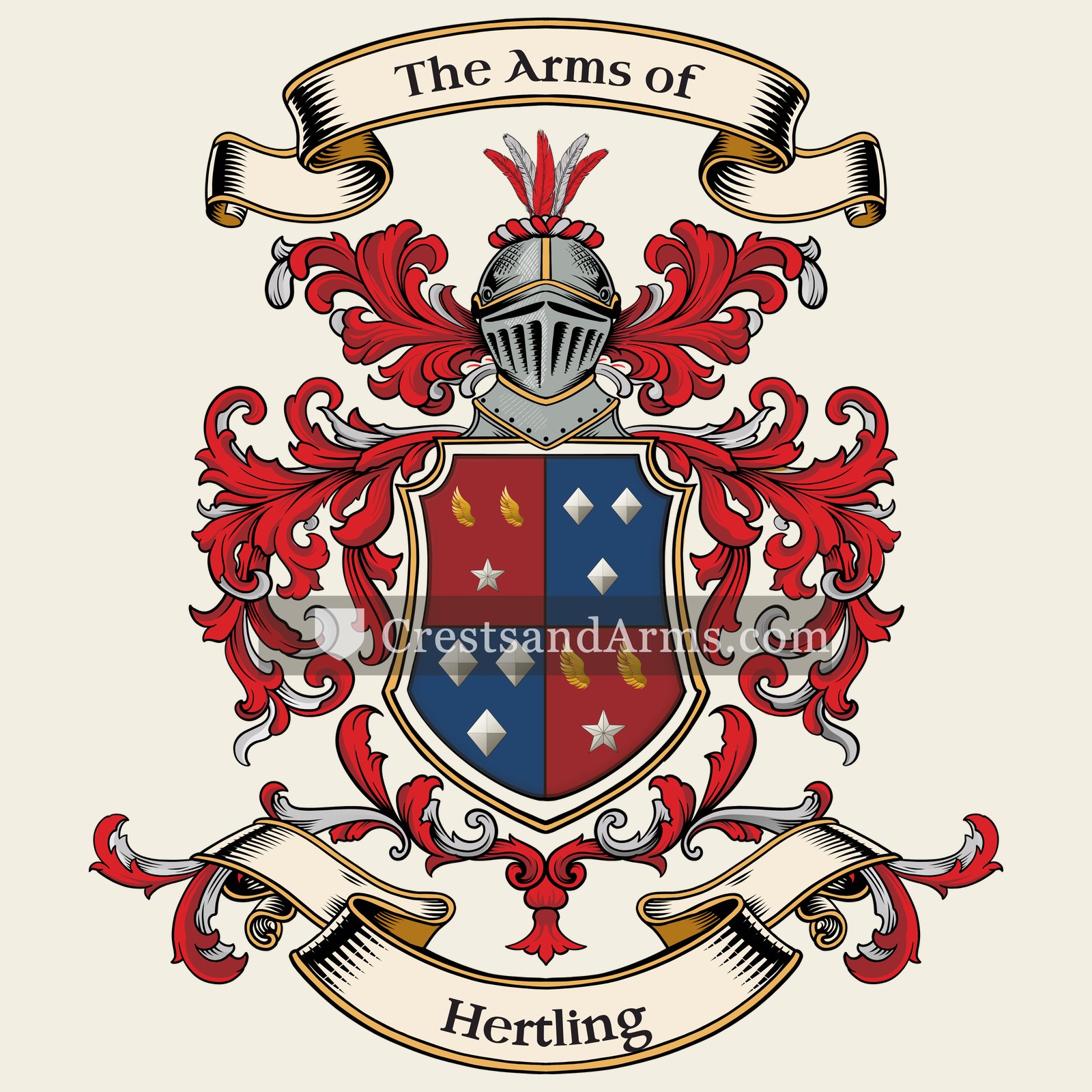 The Hertling coat of arms, drawn from the recorded blazon