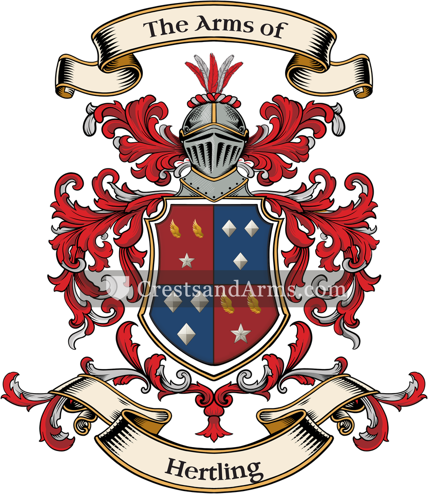 The Hertling coat of arms, drawn from the recorded blazon