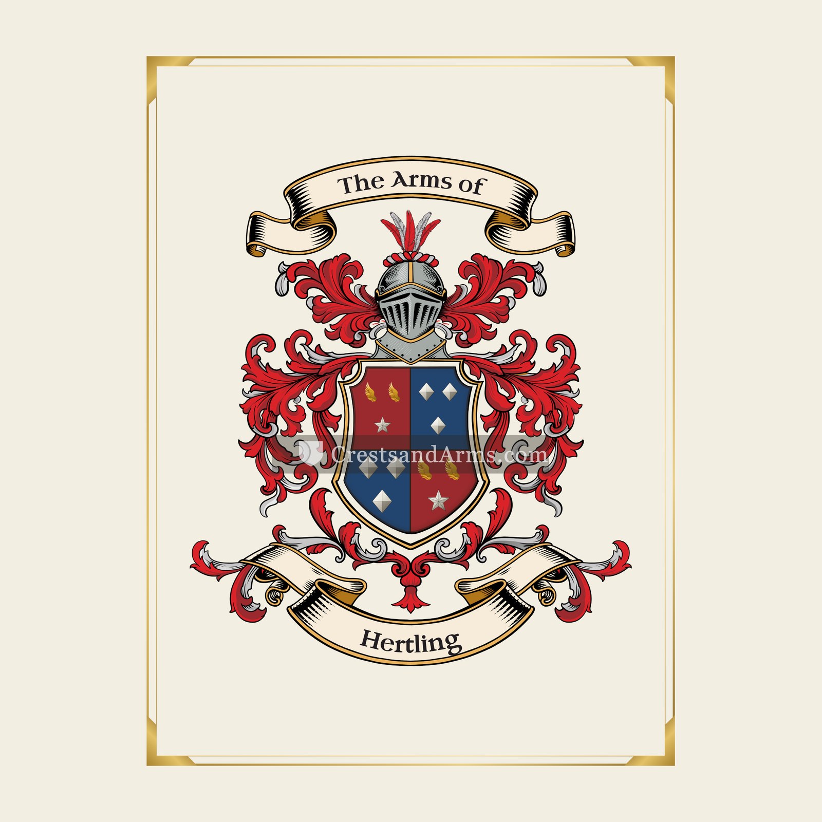 With gold border