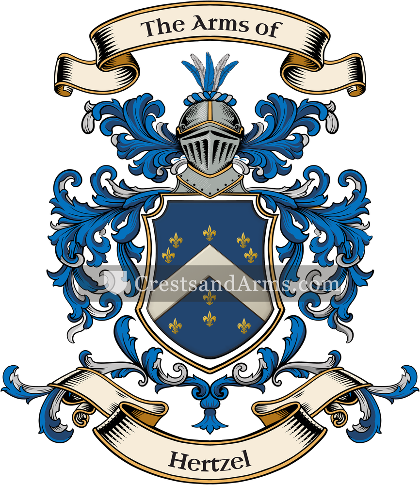 The Hertzel coat of arms, drawn from the recorded blazon