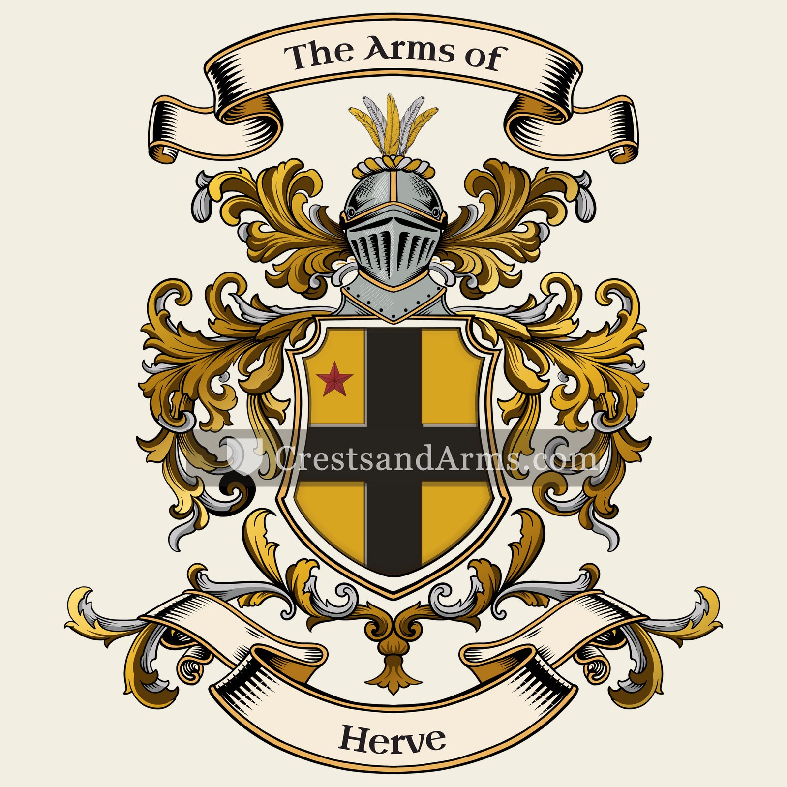 The Herve coat of arms, drawn from the recorded blazon
