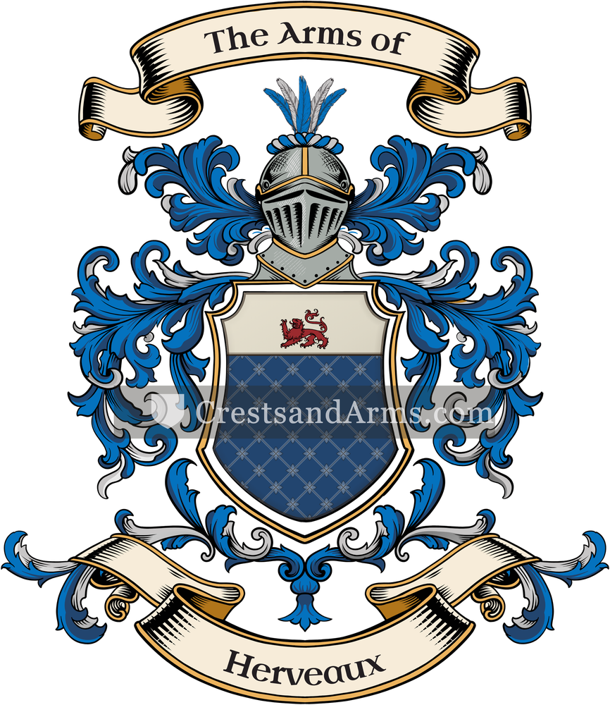The Herveaux coat of arms, drawn from the recorded blazon